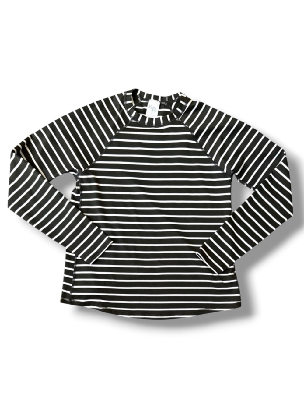 Kona Sol Black/White Striped UPF 50 Long Sleeve Rash Guard Tee Size Small